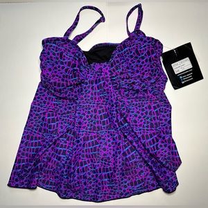 Mazu Swim Purple-Blue Tankini Size: 10